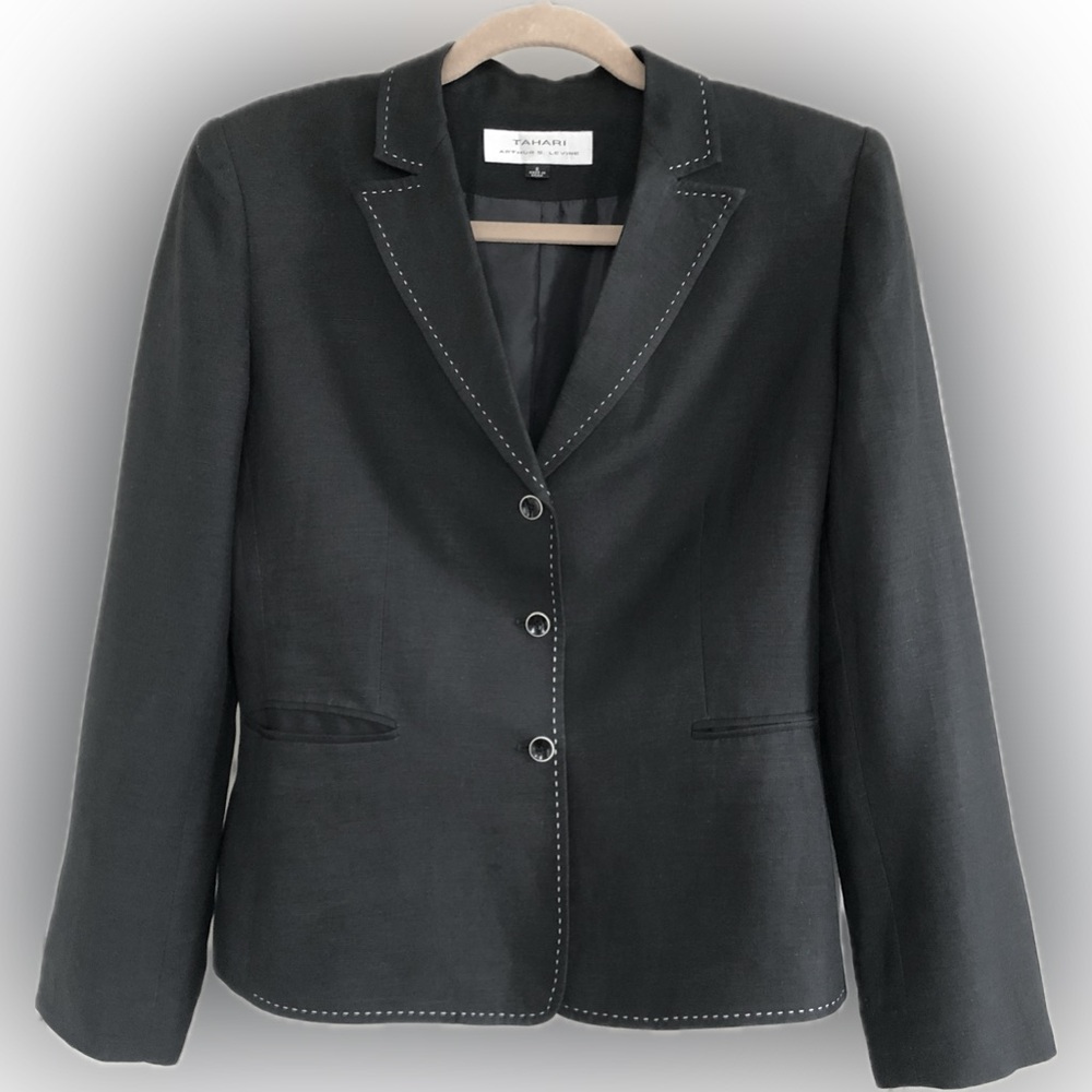 🌷LINEN blend TAHARI Black Blazer